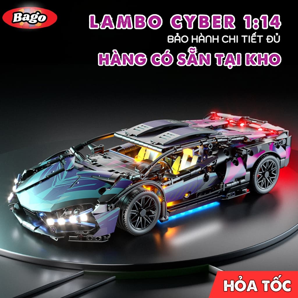 [Bản VIP] Mô Hình Lắp Ráp Siêu Xe Lambo Cyber 1314PCS 1:14 Đồ Chơi Ô Tô Điều Khiển Lắp Ghép Siêu Xe