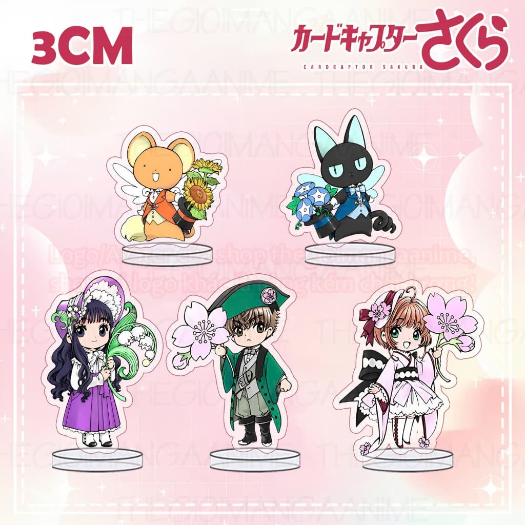 (mua 1 tặng 1) (3CM) Mô hình standee CARDCAPTOR SAKURA ver ÔM HOA Thủ lĩnh thẻ bài mica chibi arcylic anime trưng bày