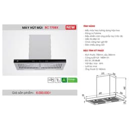 Máy Hút Mùi Fuger FG 70T / VT70 / 70B | Bauer BC T70BX | Hút mùi chữ T Bauer BC 70ED | BH 2 NĂM 9