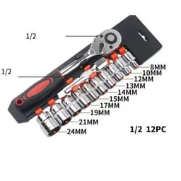 BỘ DỤNG CỤ SỬA CHỮA 12 CHI TIẾT CAO CẤP - Bộ tuýp đầu khẩu 8-24mm, thép cứng siêu bền, đa năng 6