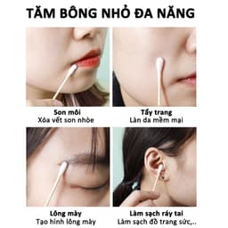 Hộp 500 tăm bông ngoáy tai thân gỗ tre mềm mại thân thiện với môi trường 5