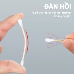 Hộp 500 tăm bông ngoáy tai thân gỗ tre mềm mại thân thiện với môi trường 4