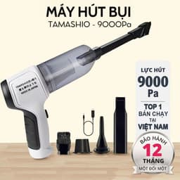 Máy Hút Bụi Cầm Tay Không Dây Nhật Bản TAMASHIO 6 Đầu Hút, Máy Hút Bụi Ô Tô, Giường Nệm BH 12 Tháng 1