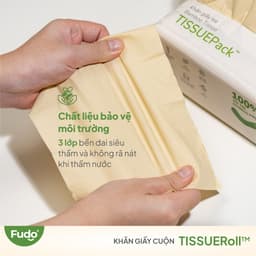 [COMBO 4 TÚI] Khăn giấy Fudo 3 lớp 100% sợi tre tự nhiên không tẩy trắng (2 Không Lõi, 2 Để Bàn) 8