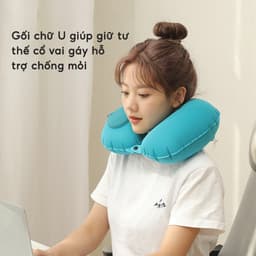 Gối Kê Cổ Chữ U Bơm Hơi Du Lịch JYoohome Gối Ngủ Văn Phòng Chống Đau Mỏi Vai Gáy Gấp Gọn Tiện Lợi 3