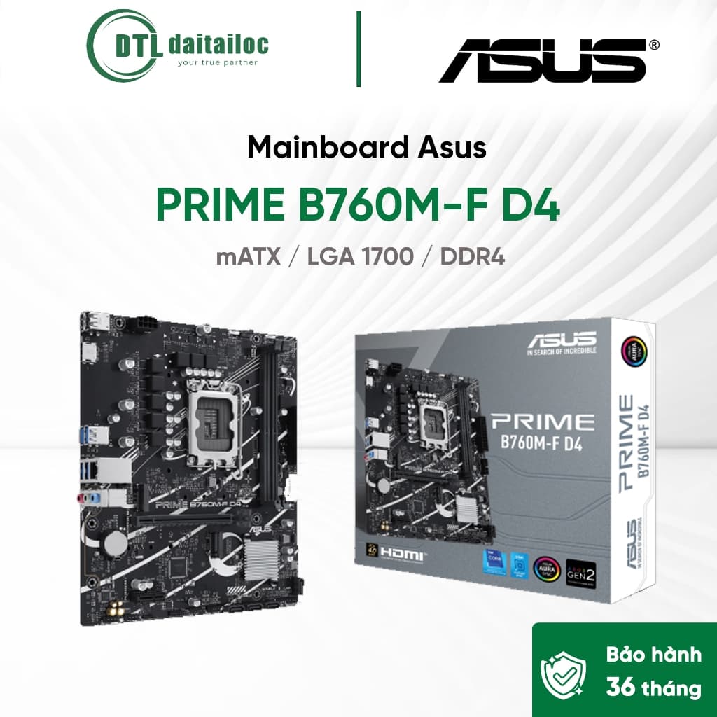 MAINBOARD ASUS PRIME B760M-F D4 mATX / LGA 1700 / DDR4 | Chính Hãng | Bảo Hành 36 tháng