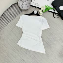 Áo thun nữ lệch vai che bụng Evalover – Cotton co giãn 4 chiều, dáng đẹp không kén người mặc 6