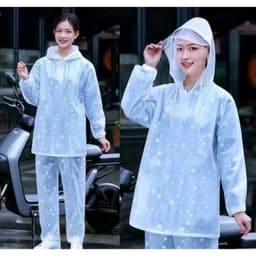 Bộ Quần Áo Mưa Hoa Tuyết Nhựa Dẻo Trong Suốt Chống Thấm Nước loại chui đầu 1
