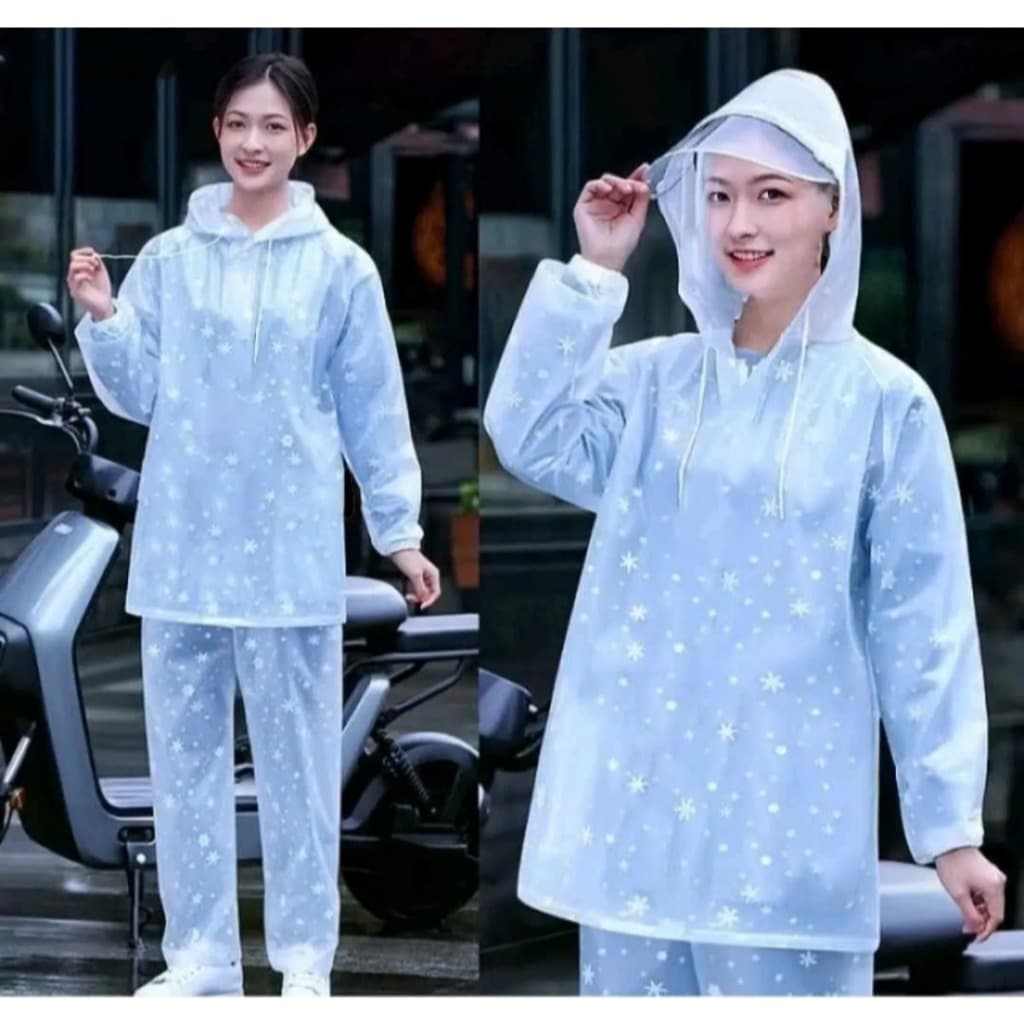 Bộ Quần Áo Mưa Hoa Tuyết Nhựa Dẻo Trong Suốt Chống Thấm Nước loại chui đầu