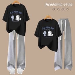 Sét Bộ Quần ống rộng dây to + mix áo phông -áo SUMER 1