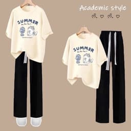 Sét Bộ Quần ống rộng dây to + mix áo phông -áo SUMER 3