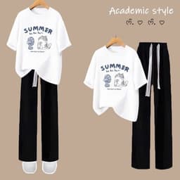 Sét Bộ Quần ống rộng dây to + mix áo phông -áo SUMER 4
