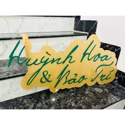 Bộ chữ dán mành tre, bộ tên cô dâu chú rễ dán backrop, tên cô dâu chú rễ trang trí gia tiên decan dán mica 9