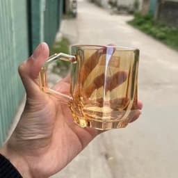 Cốc Quai Thủy Tinh Pha Lê, Ly Với Thiết Kế Đế Hình Ngũ Giác Thể Tích 260ml 9