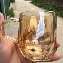 Cốc Quai Thủy Tinh Pha Lê, Ly Với Thiết Kế Đế Hình Ngũ Giác Thể Tích 260ml 8