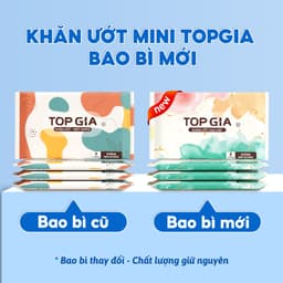 [NHỎ GỌN, TINH TẾ] Khăn ướt mini cao cấp TOPGIA túi 10 gói 8 tờ mềm mại, không mùi không parabens 6