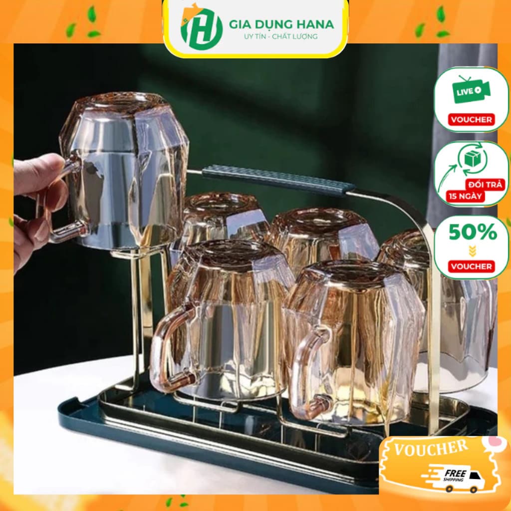 Cốc Quai Thủy Tinh Pha Lê, Ly Với Thiết Kế Đế Hình Ngũ Giác Thể Tích 260ml