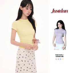 Áo thun ôm body cotton lông mịn co giãn Justdun B18 - Tông màu Pastel 4