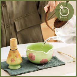 Bộ combo bát chawan và đế gác chổi chasen pha matcha ( mã CW-26) 5