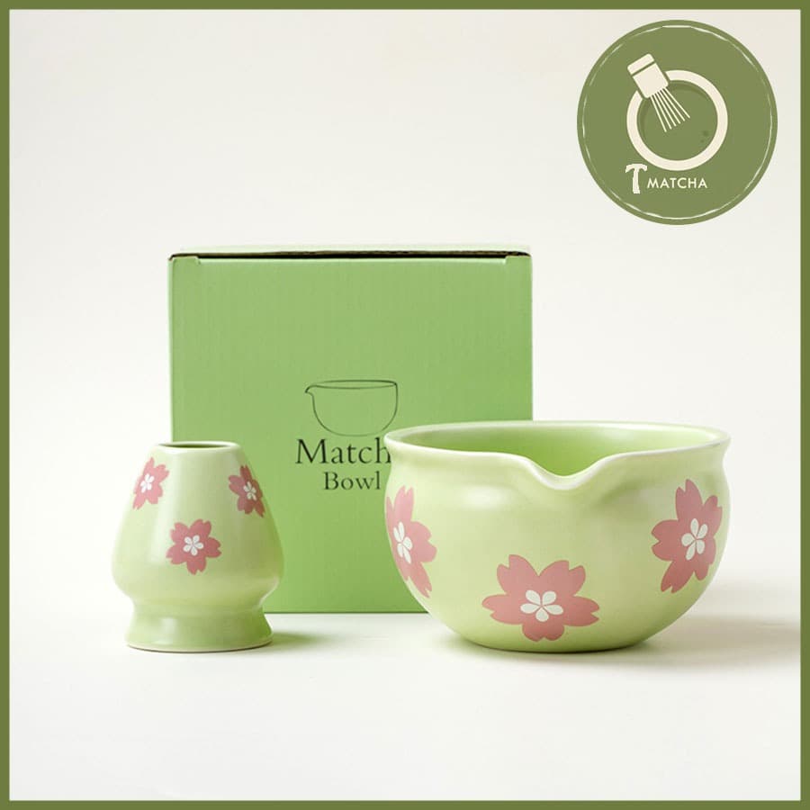 Bộ combo bát chawan và đế gác chổi chasen pha matcha ( mã CW-26)