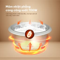 Nồi cơm điện nắp rời COMET- CM8020, 1.8L, 700W, lòng nhôm, nấu nhanh cho 4-6 người ăn 3