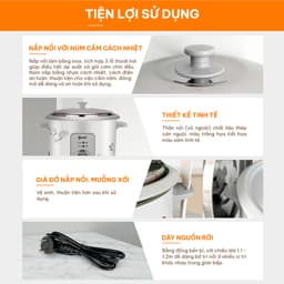 Nồi cơm điện nắp rời COMET- CM8020, 1.8L, 700W, lòng nhôm, nấu nhanh cho 4-6 người ăn 5
