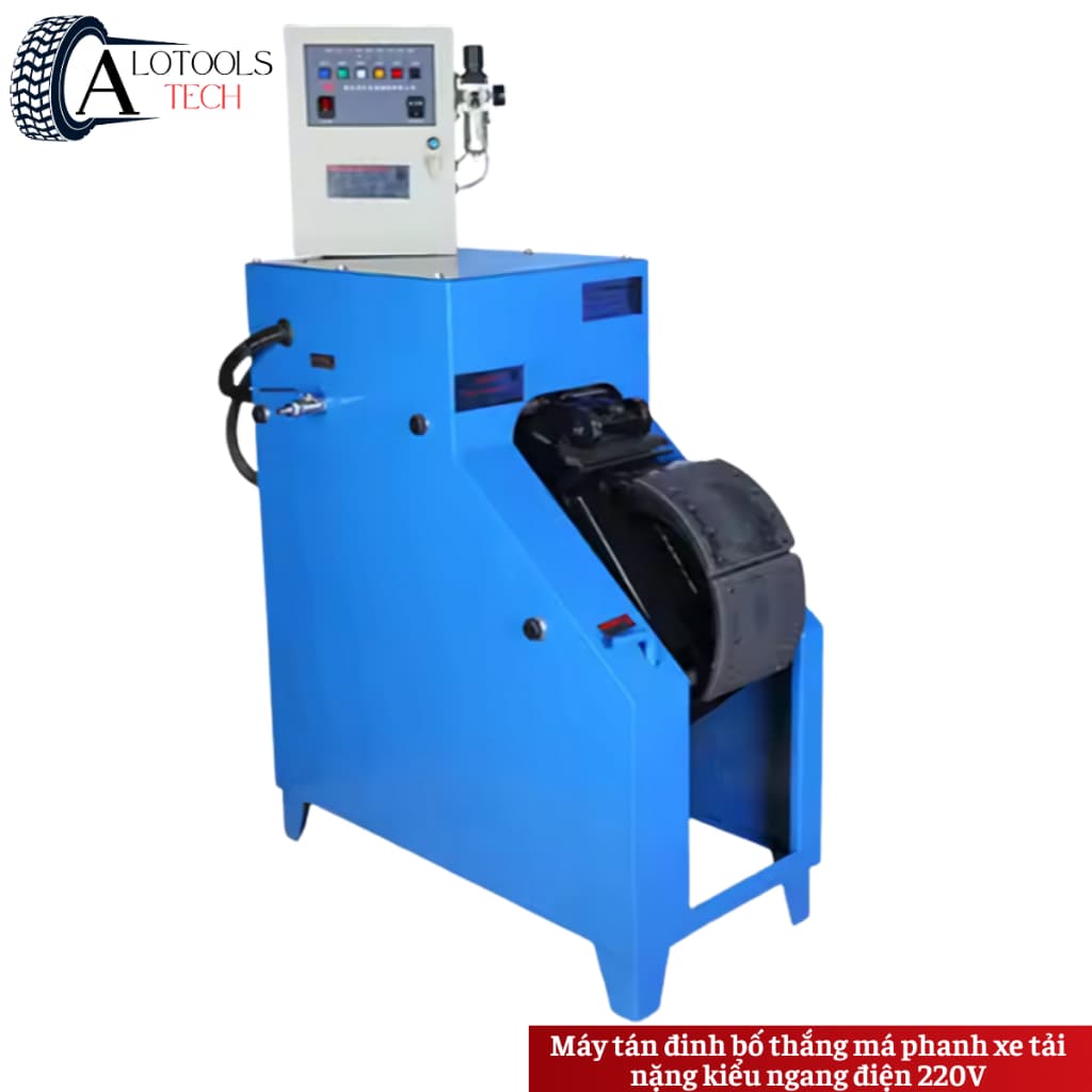 Máy tán đinh bố thắng má phanh xe tải nặng kiểu ngang điện 220V, máy tán má phanh