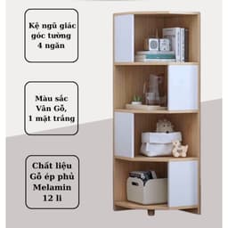 Kệ Gỗ Góc Ngủ Giác 4 Tầng 2 Màu và Kệ Sách 5 Ngăn HD-049 (30x17x48cm) 2