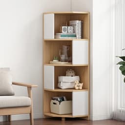Kệ Gỗ Góc Ngủ Giác 4 Tầng 2 Màu và Kệ Sách 5 Ngăn HD-049 (30x17x48cm) 1