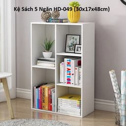 Kệ Gỗ Góc Ngủ Giác 4 Tầng 2 Màu và Kệ Sách 5 Ngăn HD-049 (30x17x48cm) 8
