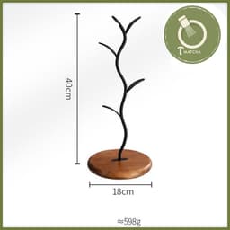 Giá treo ly, cốc bằng inox đế gỗ 4