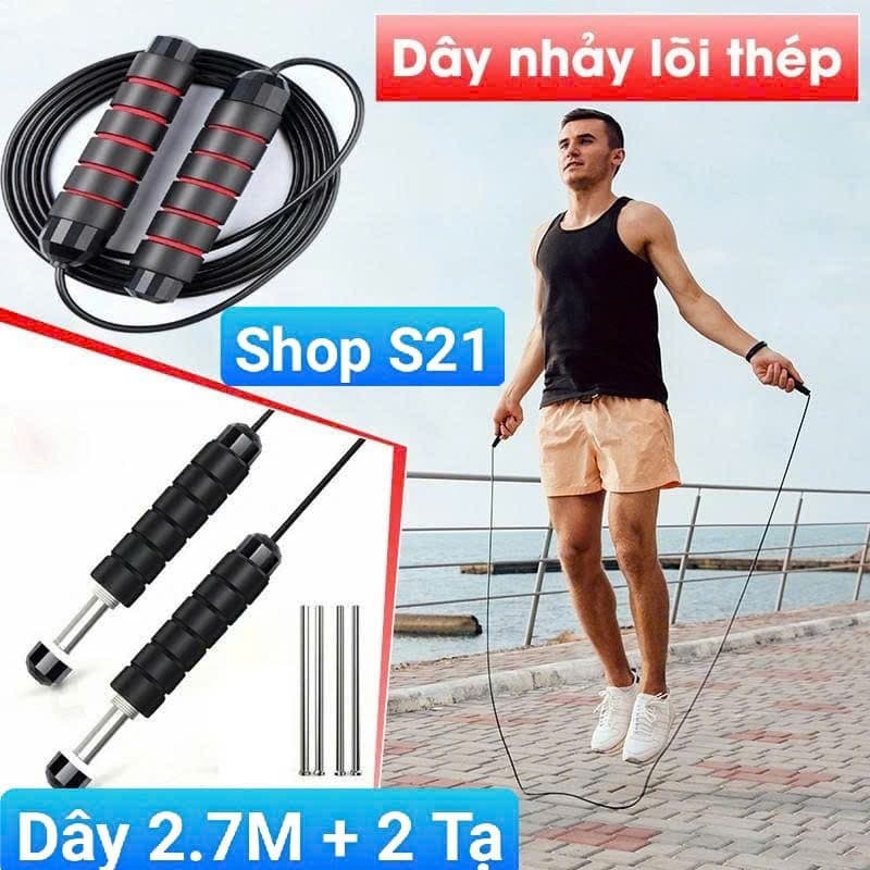 [SaLe 86%] Dây Nhảy Có Tạ Sắt 160Gr, Dây Lõi Thép Dài 2.7M ,Giảm Cân Toàn Thân .[SLV]