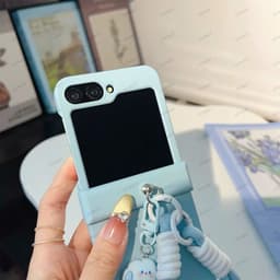[CÓ SẴN] Nhiều màu - Ốp Z Flip 8 - Flip6 - ZFlip 5 - Z Flip7 dây treo vải kèm tag mây cute và thanh bảo vệ bản lề 6