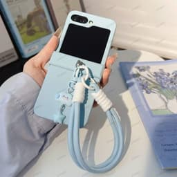 [CÓ SẴN] Nhiều màu - Ốp Z Flip 8 - Flip6 - ZFlip 5 - Z Flip7 dây treo vải kèm tag mây cute và thanh bảo vệ bản lề 4