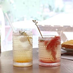 Hộp 6 Ly Thuỷ Tinh Uống Sinh Tố Trà Chanh 250- 460ML Có Thể Xếp Chồng 7