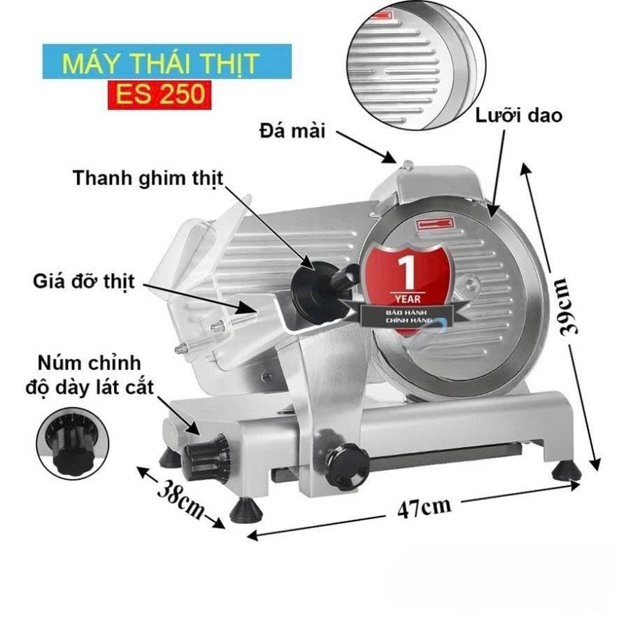 [HÀNG CHÍNH HÃNG] Máy Thái Thịt Chín, Giò Chả, Thịt Nguội, Máy Cắt Thịt Đông Lạnh Bán Tự Động ES250