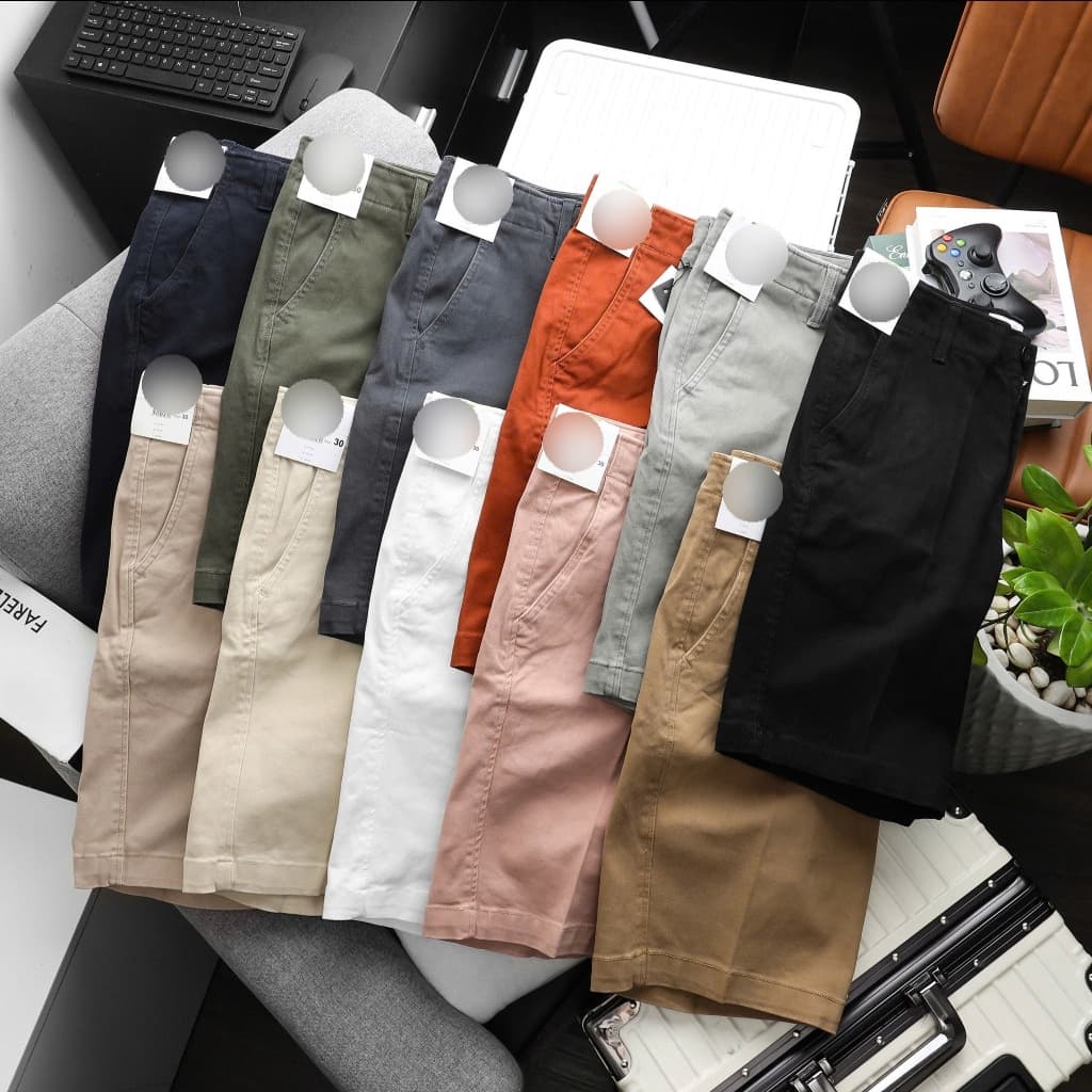 | 55kg - 103kg | Quần short kaki nam DÁNG SLIM FIT túi chéo dây lưng rút , quần đùi nam big size 100kg - 3bros