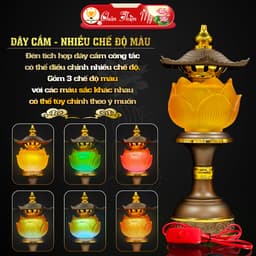 Đèn Phú Quý Hợp Kim Hoa Sen Led Đổi Màu CHÂN THIỆN MỸ, Đồ Trang Trí Bàn Thờ Phật, Gia Tiên M14 6
