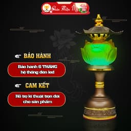 Đèn Phú Quý Hợp Kim Hoa Sen Led Đổi Màu CHÂN THIỆN MỸ, Đồ Trang Trí Bàn Thờ Phật, Gia Tiên M14 4