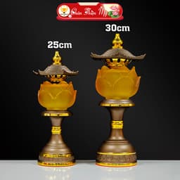 Đèn Phú Quý Hợp Kim Hoa Sen Led Đổi Màu CHÂN THIỆN MỸ, Đồ Trang Trí Bàn Thờ Phật, Gia Tiên M14 7
