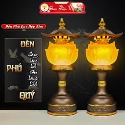 Đèn Phú Quý Hợp Kim Hoa Sen Led Đổi Màu CHÂN THIỆN MỸ, Đồ Trang Trí Bàn Thờ Phật, Gia Tiên M14 1