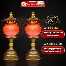 Đèn Phú Quý Hợp Kim Hoa Sen Led Đổi Màu CHÂN THIỆN MỸ, Đồ Trang Trí Bàn Thờ Phật, Gia Tiên M14 5