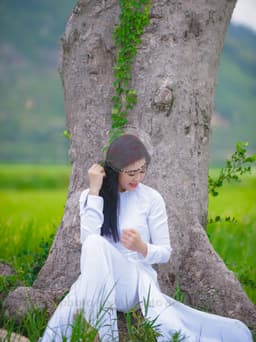 Bộ Áo Dài Trắng Xanh, Trắng Kem Học Sinh, Sinh Viên Giá Rẻ 4