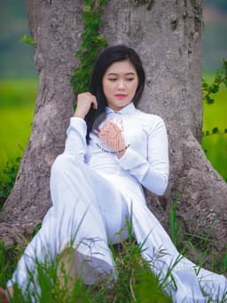 Bộ Áo Dài Trắng Xanh, Trắng Kem Học Sinh, Sinh Viên Giá Rẻ 7