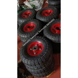 [KKTHN] Bánh Xe Đẩy Hàng Cao Su Đúc Mâm Đỏ Đường Kính 25 Cm (350-4)  Cho Xe Đẩy Hai Bánh, Bốn Bánh, Xe Kéo, Xe Bánh Mì 1