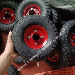 [KKTHN] Bánh Xe Đẩy Hàng Cao Su Đúc Mâm Đỏ Đường Kính 25 Cm (350-4)  Cho Xe Đẩy Hai Bánh, Bốn Bánh, Xe Kéo, Xe Bánh Mì 2