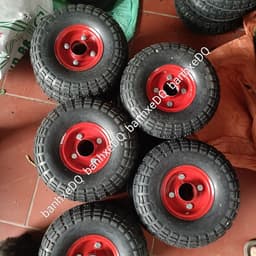 [KKTHN] Bánh Xe Đẩy Hàng Cao Su Đúc Mâm Đỏ Đường Kính 25 Cm (350-4)  Cho Xe Đẩy Hai Bánh, Bốn Bánh, Xe Kéo, Xe Bánh Mì 3