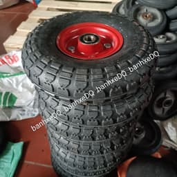 [KKTHN] Bánh Xe Đẩy Hàng Cao Su Đúc Mâm Đỏ Đường Kính 25 Cm (350-4)  Cho Xe Đẩy Hai Bánh, Bốn Bánh, Xe Kéo, Xe Bánh Mì 4