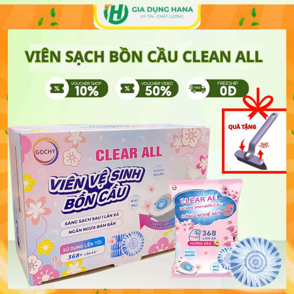 Viên sạch bồn cầu Clean all viên thả bồn cầu sạch khuẩn, tẩy sạch mảng bám khử mùi diệt vi khuẩn toilet