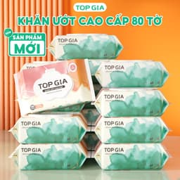 Khăn ướt Topgia cao cấp 80 tờ 15x20cm, mềm mại, không mùi, an toàn cho da, không chứa parabens. 1